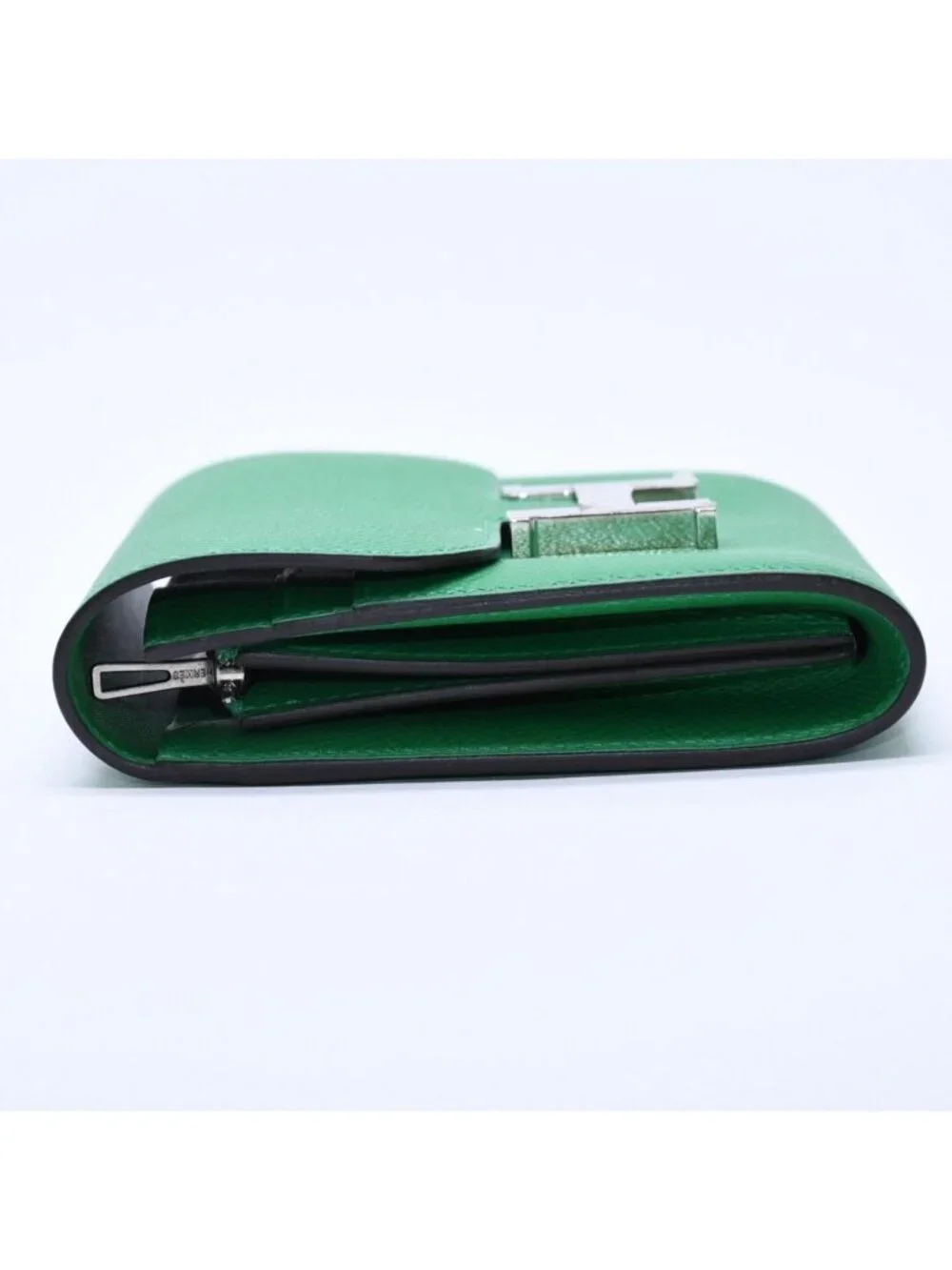 Hermes Bifold Wallet Silver Veau Epsom Green